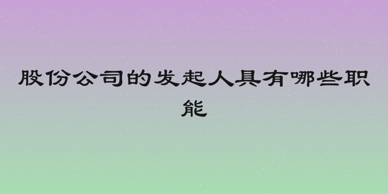 股份公司的发起人具有哪些职能