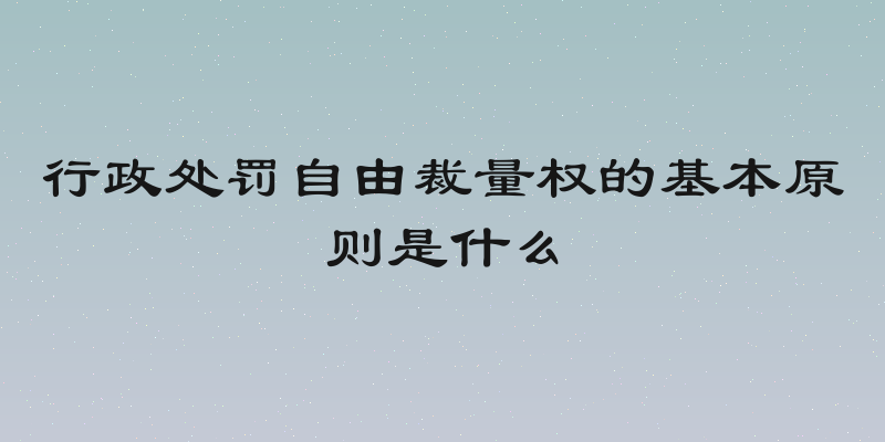 行政处罚自由裁量权的基本原则是什么