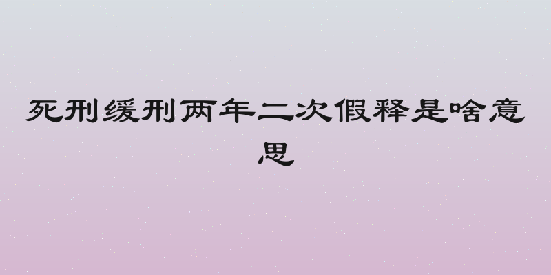死刑缓刑两年二次假释是啥意思