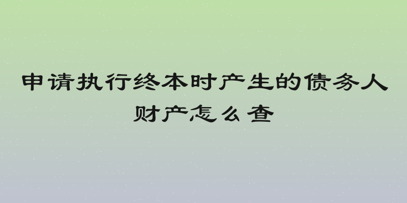 申请执行终本时产生的债务人财产怎么查