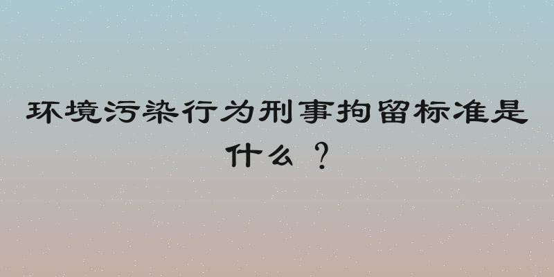 环境污染行为刑事拘留标准是什么？