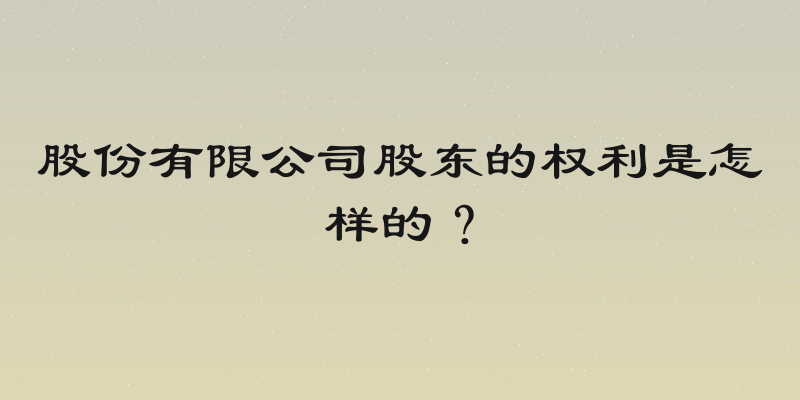 股份有限公司股东的权利是怎样的？