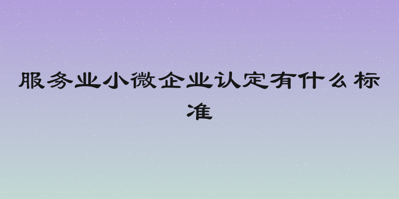 服务业小微企业认定有什么标准