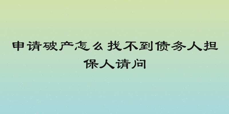 申请破产怎么找不到债务人担保人请问