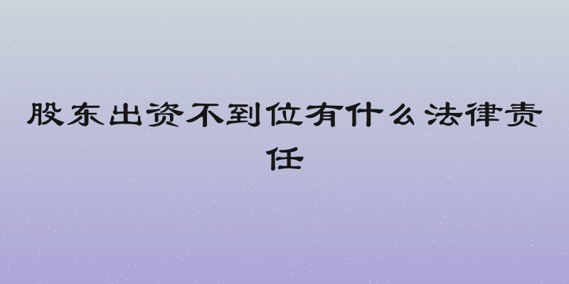 股东出资不到位有什么法律责任