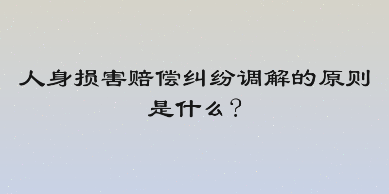 人身损害赔偿纠纷调解的原则是什么?