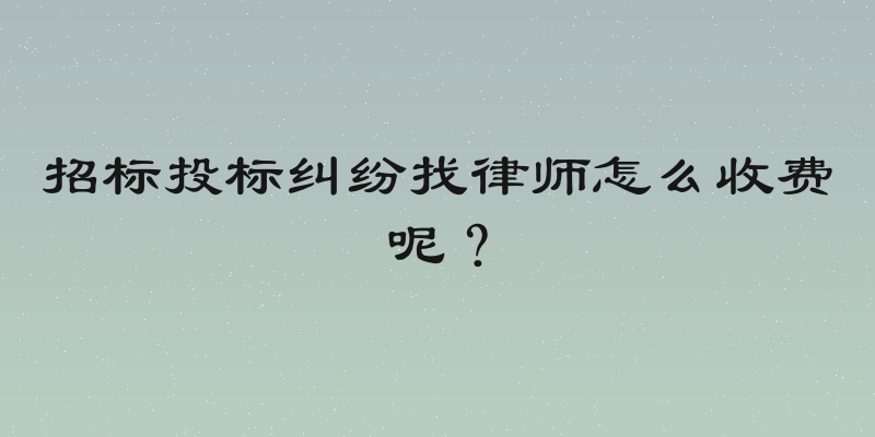 招标投标纠纷找律师怎么收费呢？