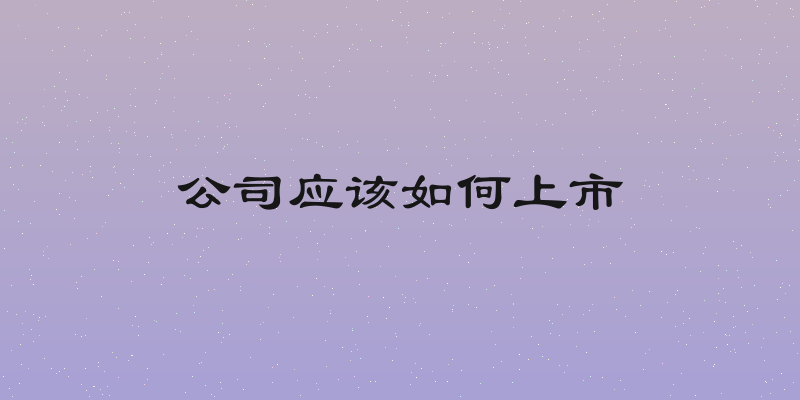 公司应该如何上市