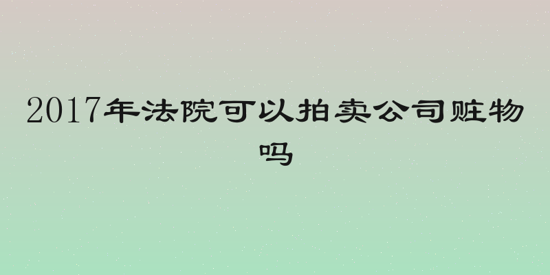 2017年法院可以拍卖公司赃物吗