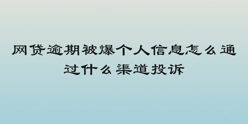 网贷逾期被爆个人信息怎么通过什么渠道投诉