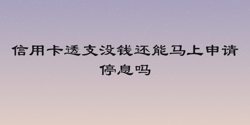 信用卡透支没钱还能马上申请停息吗