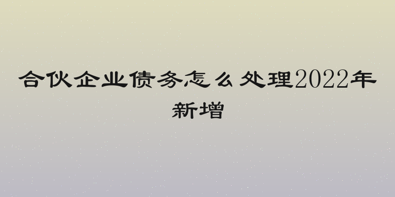 合伙企业债务怎么处理2022年新增