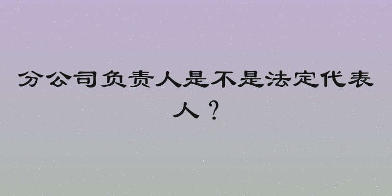 分公司负责人是不是法定代表人？