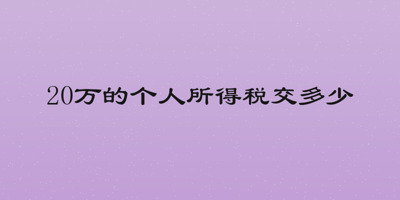 20万的个人所得税交多少