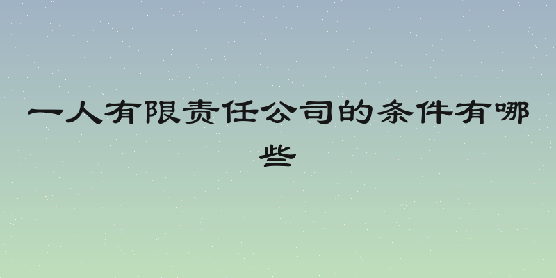 一人有限责任公司的条件有哪些