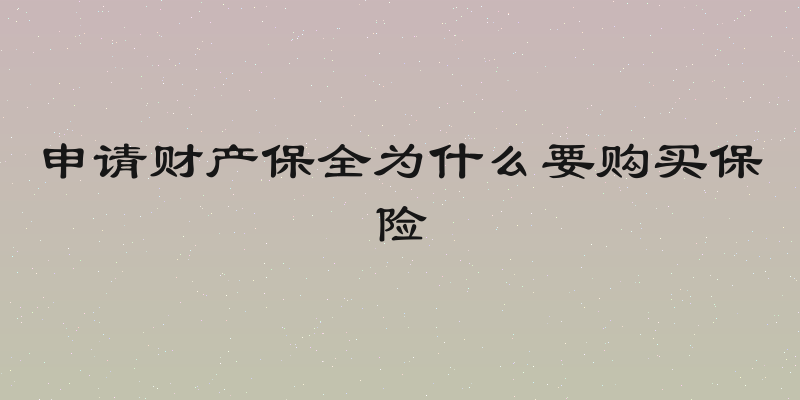 申请财产保全为什么要购买保险