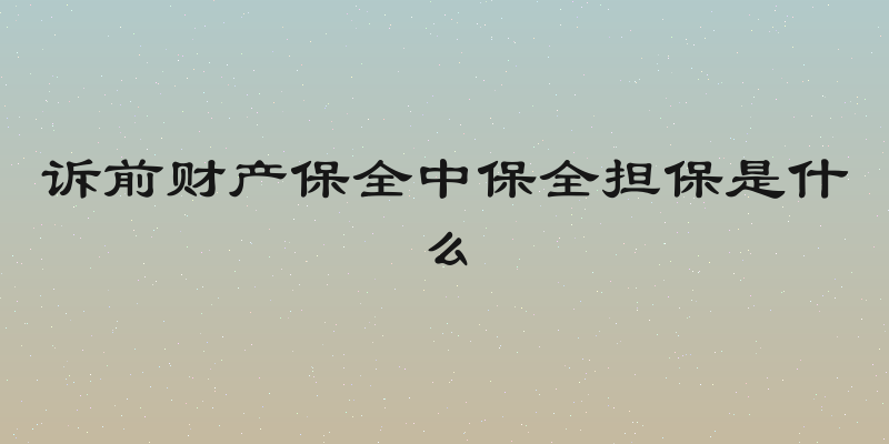 诉前财产保全中保全担保是什么