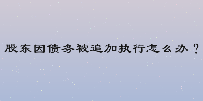 股东因债务被追加执行怎么办？