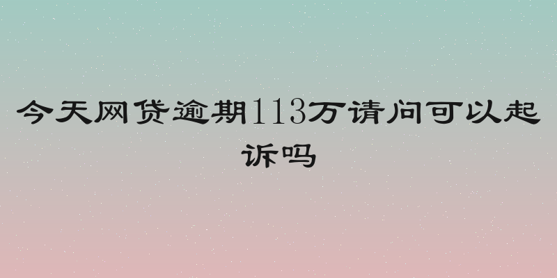 今天网贷逾期113万请问可以起诉吗