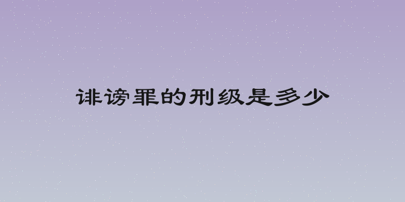 诽谤罪的刑级是多少