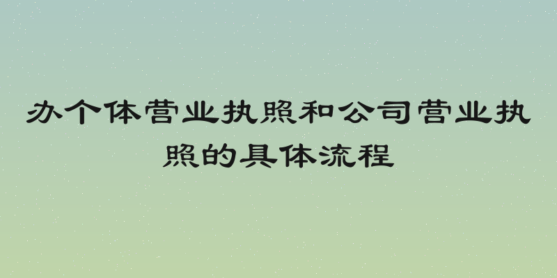 办个体营业执照和公司营业执照的具体流程