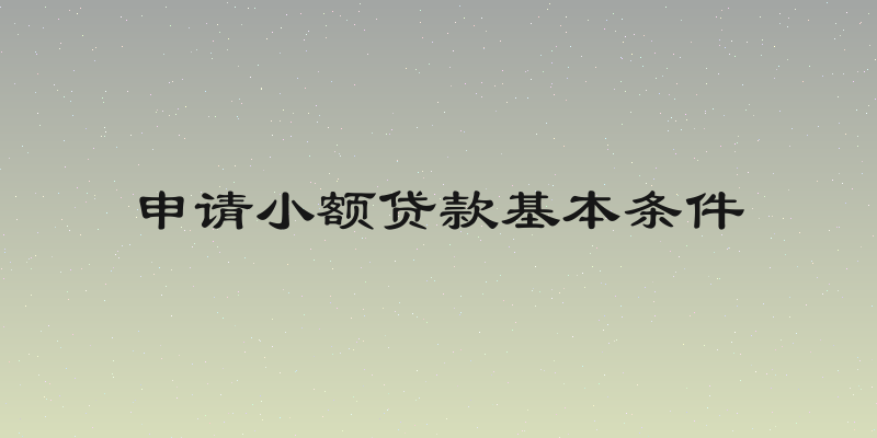 申请小额贷款基本条件