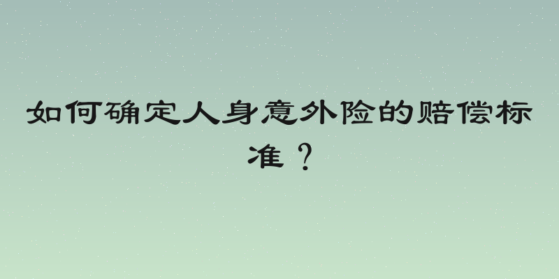 如何确定人身意外险的赔偿标准？