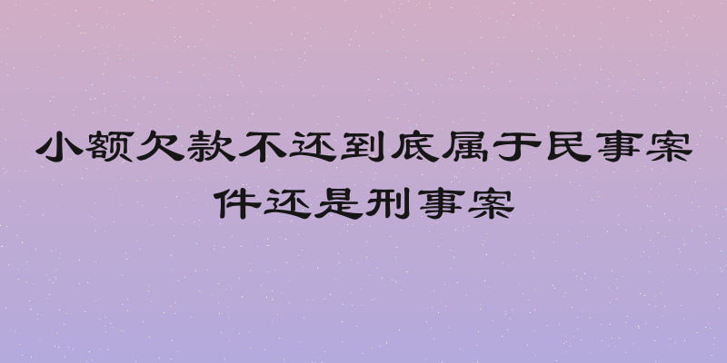 小额欠款不还到底属于民事案件还是刑事案