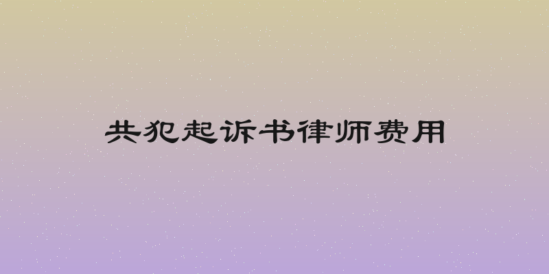 共犯起诉书律师费用