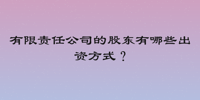 有限责任公司的股东有哪些出资方式？