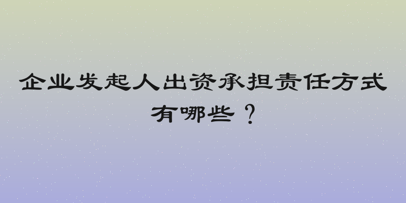 企业发起人出资承担责任方式有哪些？