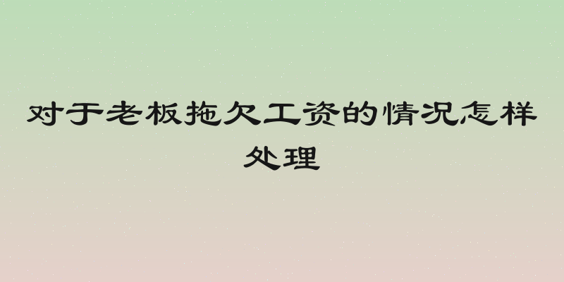 对于老板拖欠工资的情况怎样处理