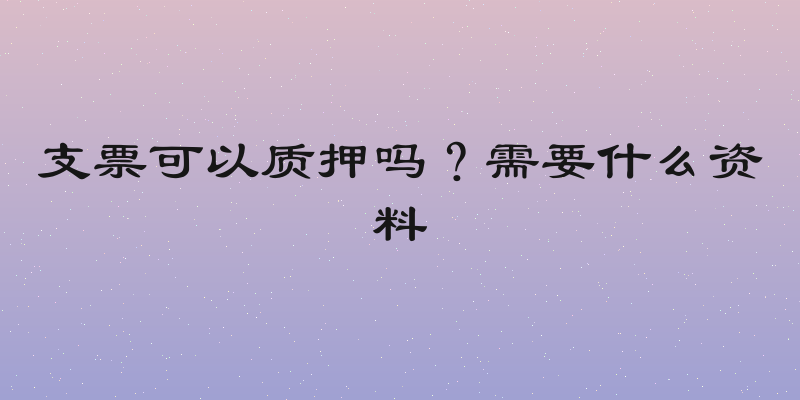 支票可以质押吗？需要什么资料