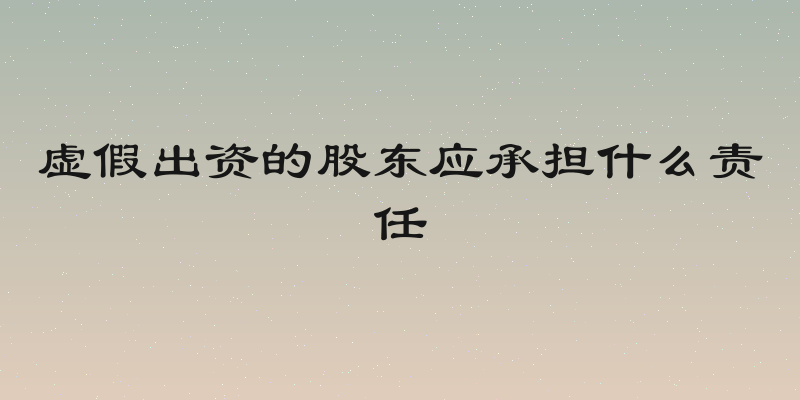 虚假出资的股东应承担什么责任