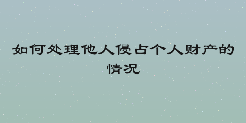 如何处理他人侵占个人财产的情况