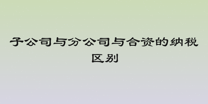 子公司与分公司与合资的纳税区别