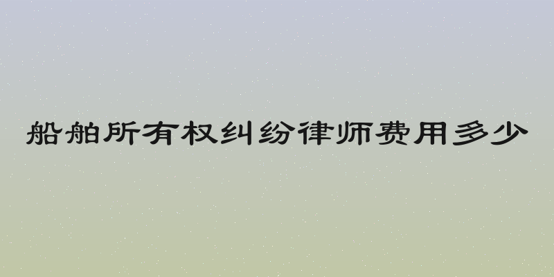 船舶所有权纠纷律师费用多少
