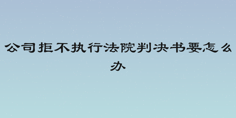 公司拒不执行法院判决书要怎么办