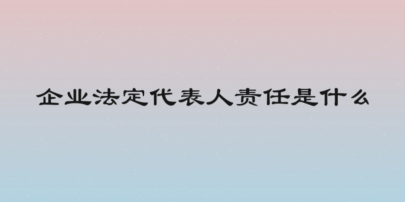 企业法定代表人责任是什么