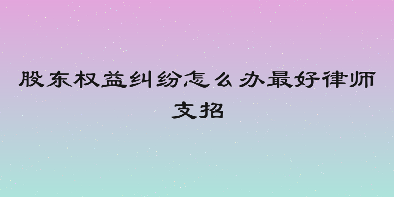 股东权益纠纷怎么办最好律师支招