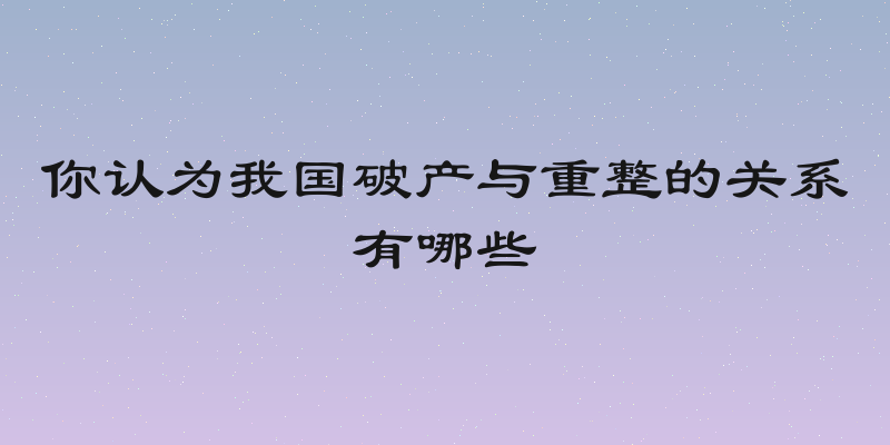 你认为我国破产与重整的关系有哪些