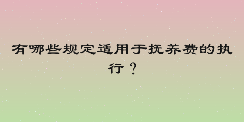 有哪些规定适用于抚养费的执行？