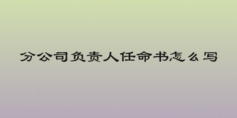 分公司负责人任命书怎么写