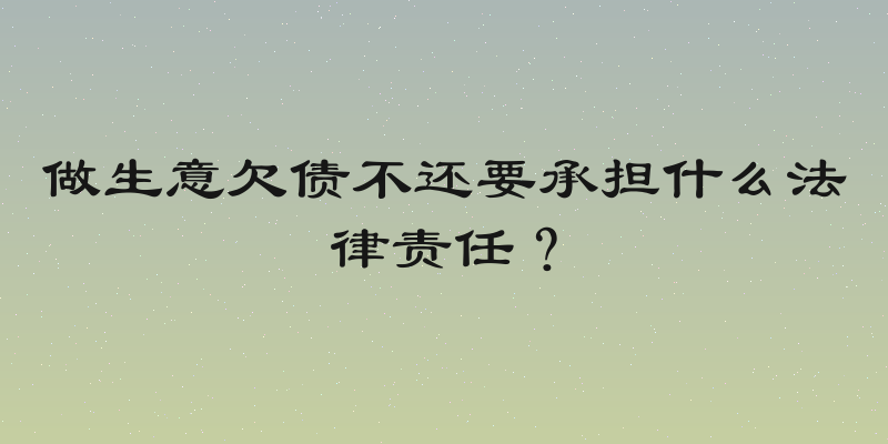 做生意欠债不还要承担什么法律责任？