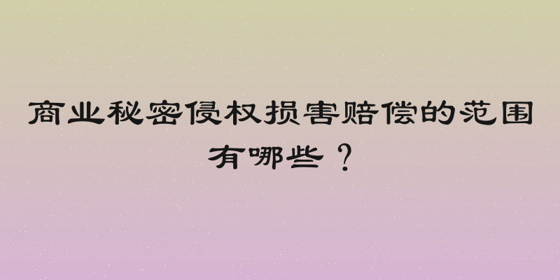 商业秘密侵权损害赔偿的范围有哪些？