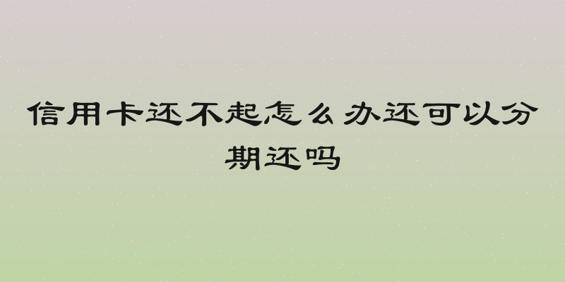 信用卡还不起怎么办还可以分期还吗