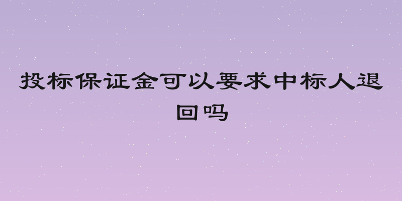 投标保证金可以要求中标人退回吗