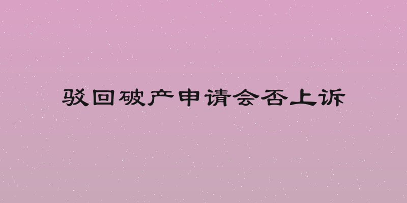 驳回破产申请会否上诉