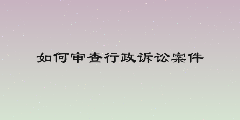 如何审查行政诉讼案件