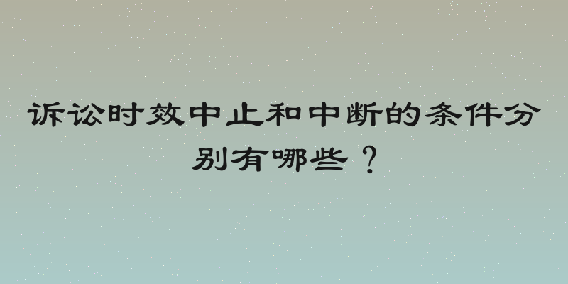 诉讼时效中止和中断的条件分别有哪些？